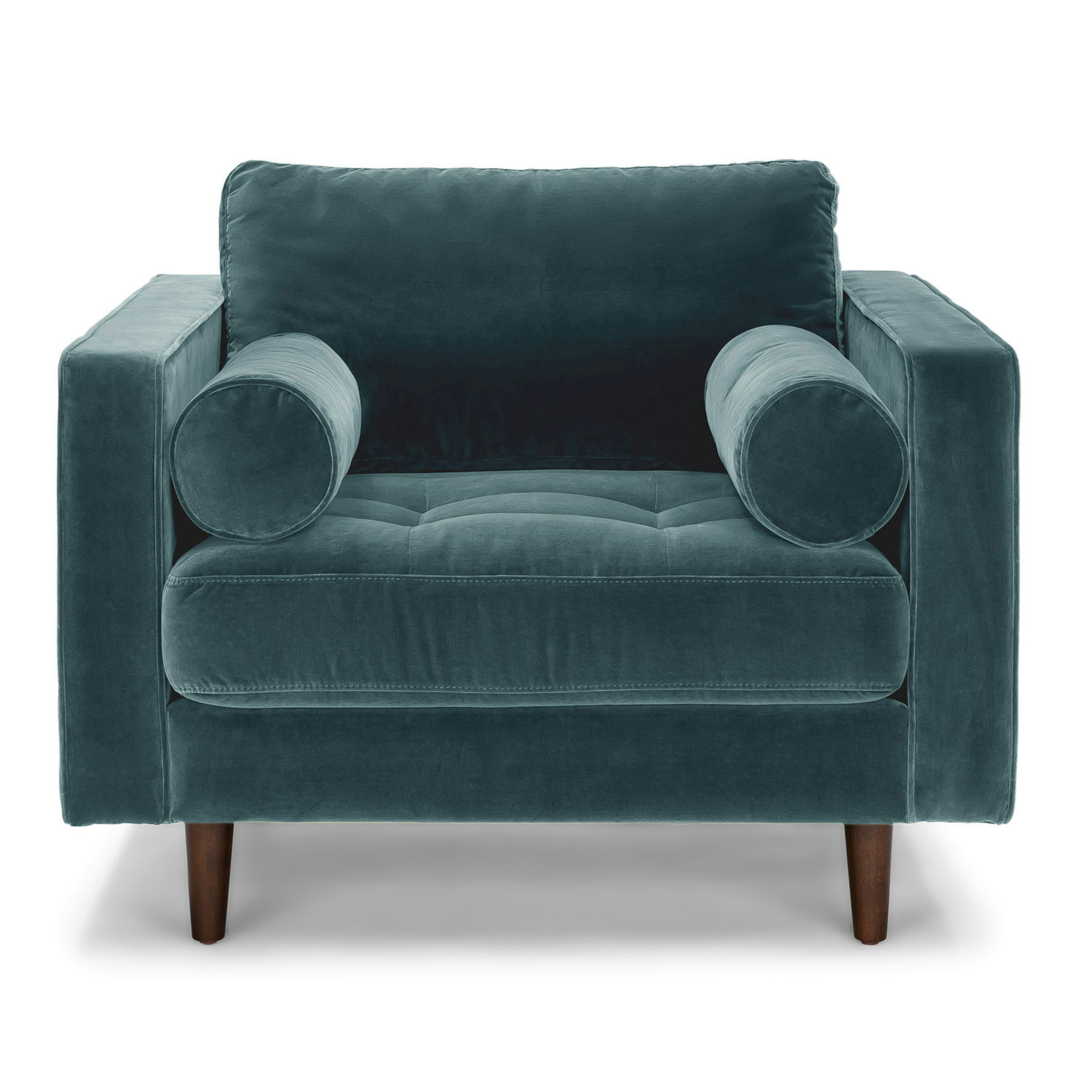 Sven Walnut & Pacific Blue Velvet Lounge Chair | Article