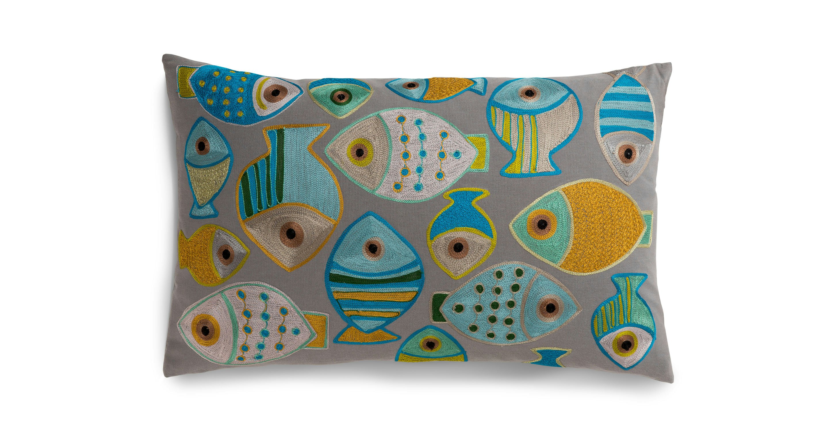 Fashion Fish BlueGreen 16" x 26" Pillow Pillows Article Modern