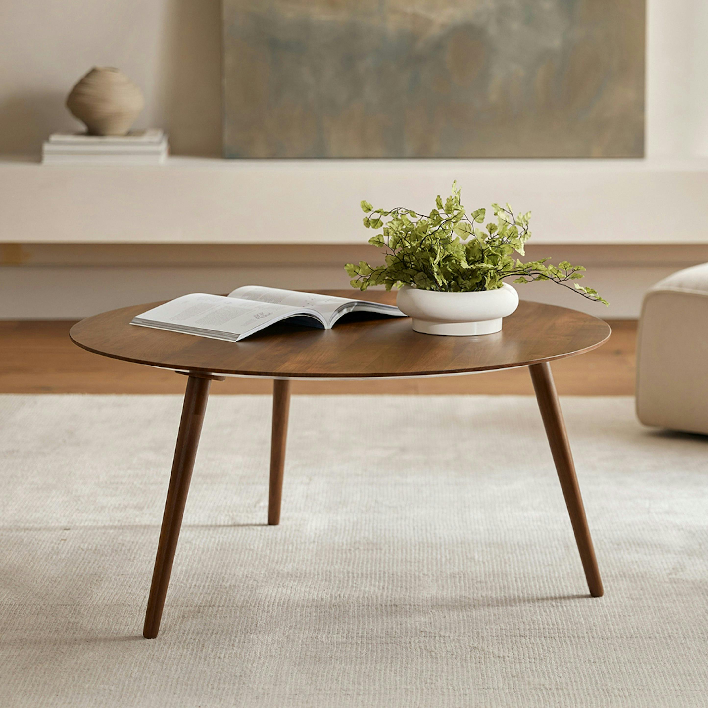 Amoeba Walnut Round Coffee Table | Article