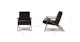 Otio Black Leather Walnut Lounge Chair - Gallery View 12 of 12.