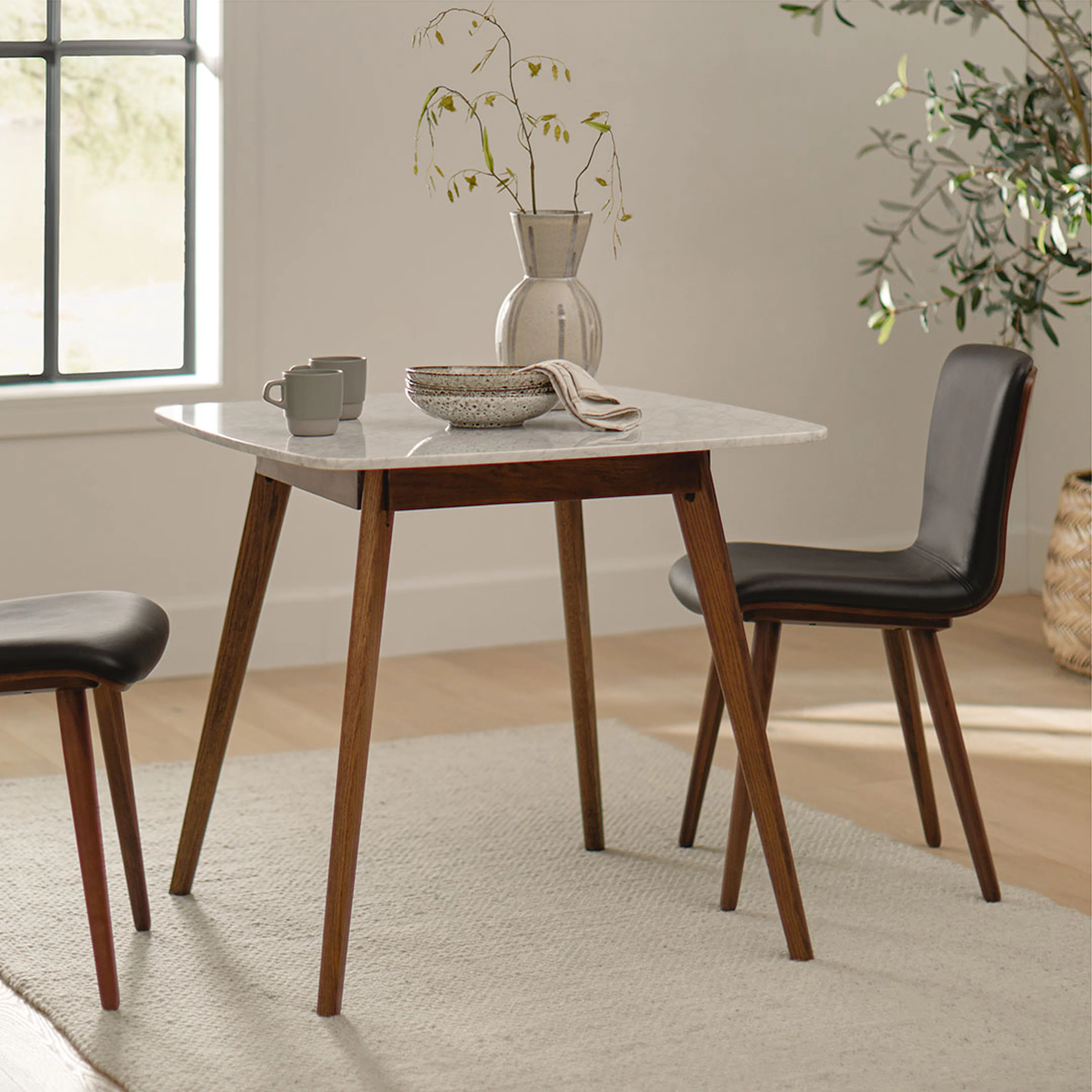 Vena Cafe Table - Walnut and Marble