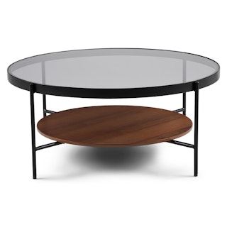 Vitri 36.5" Glass Coffee Table - Walnut