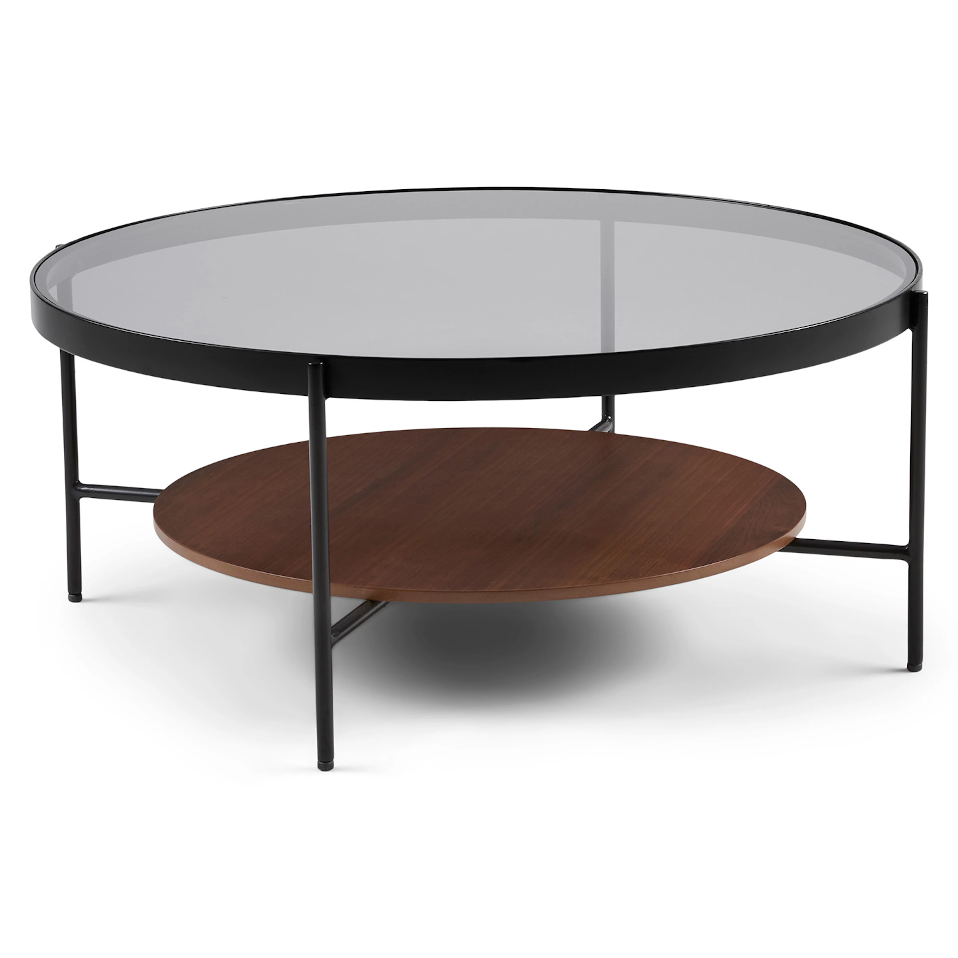 Vitri 36.5" Glass Coffee Table - Walnut