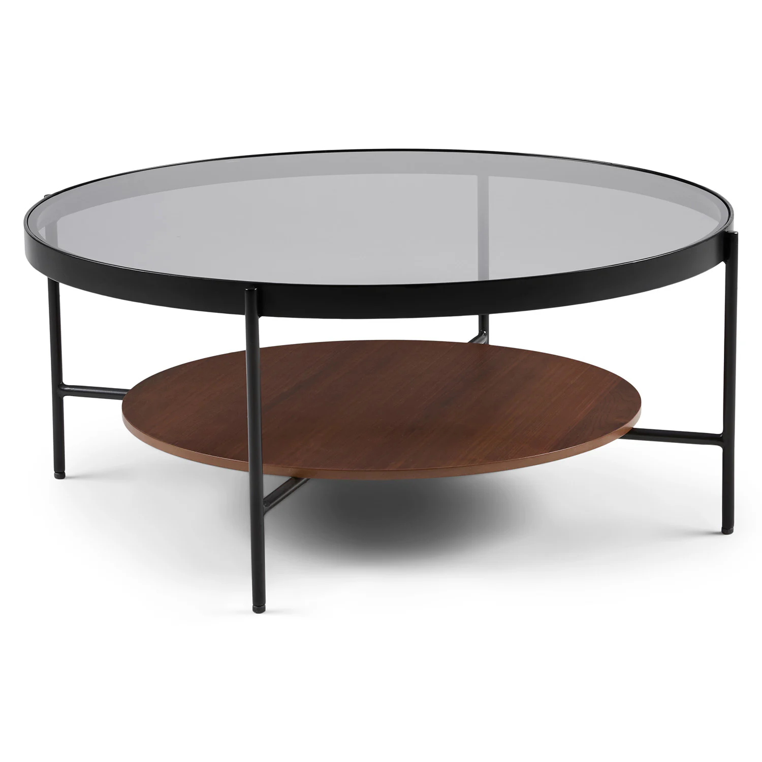 Vitri 36.5" Glass Coffee Table - Walnut
