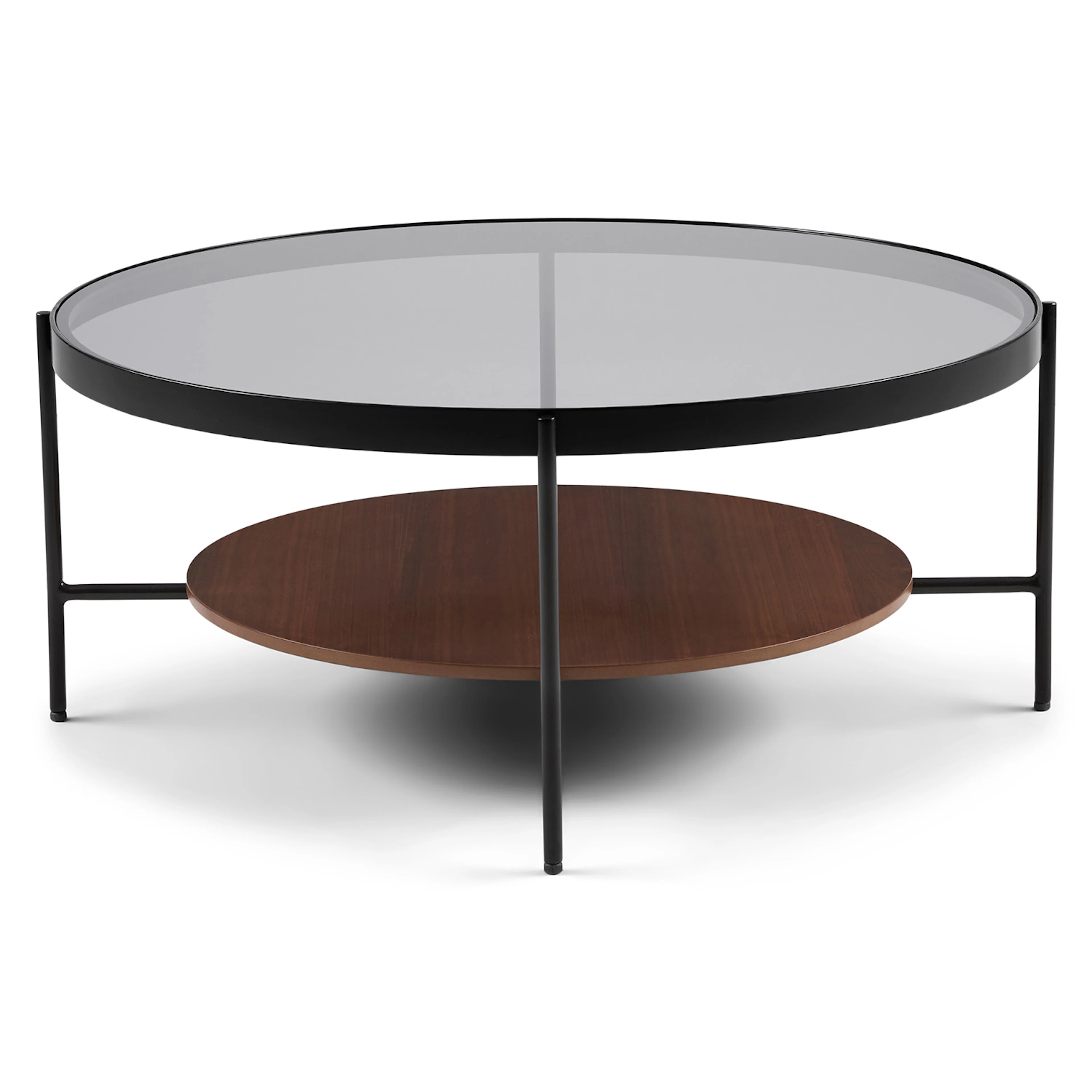 Vitri 36.5" Glass Coffee Table - Walnut