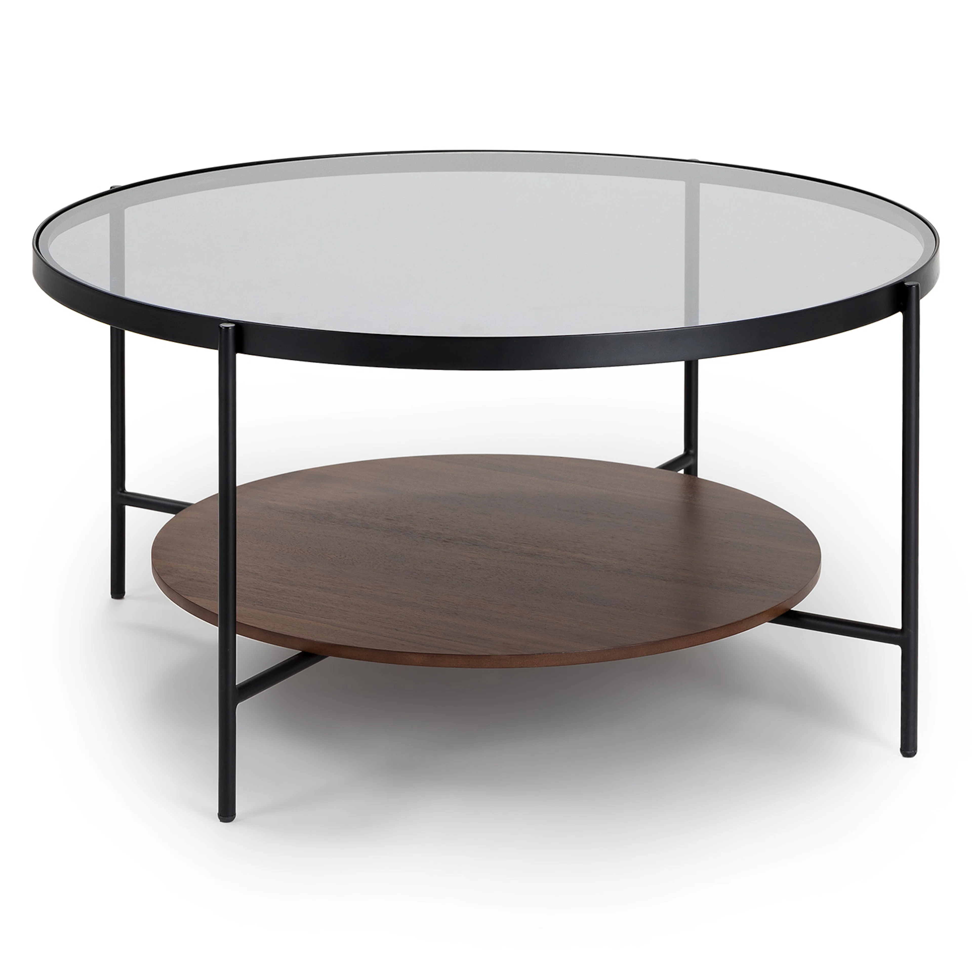 Vitri 36.5" Glass Coffee Table - Walnut