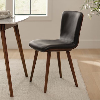 Sede Black Leather Walnut Dining Chair