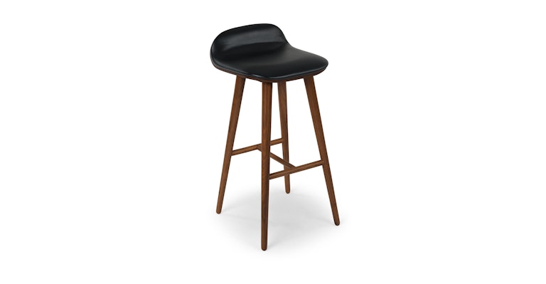 Sede Black Leather Walnut Bar Stool - Primary View 1 of 11 (Open Fullscreen View).