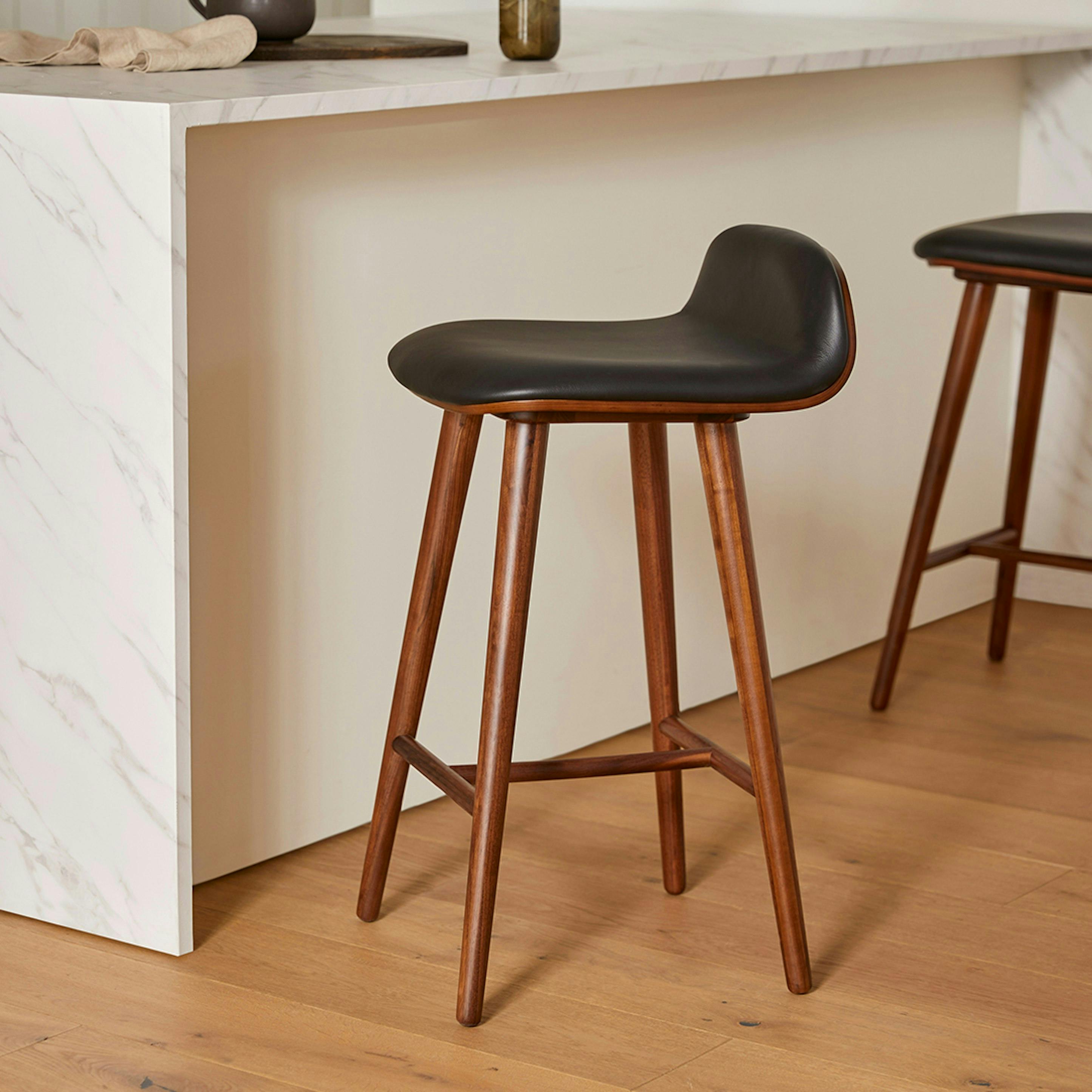 Sede Leather Counter Stool - Walnut and Black by Article