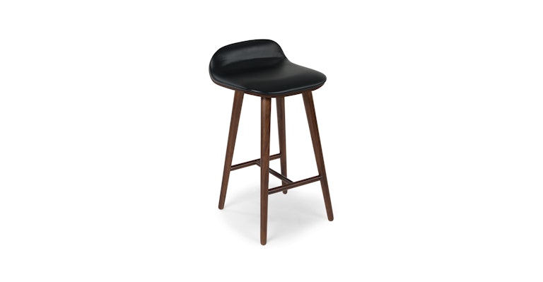 Sede Black Leather Walnut Counter Stool - Primary View 1 of 10 (Open Fullscreen View).