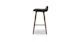 Sede Black Leather Walnut Counter Stool - Gallery View 4 of 10.