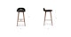 Sede Black Leather Walnut Counter Stool - Gallery View 10 of 10.