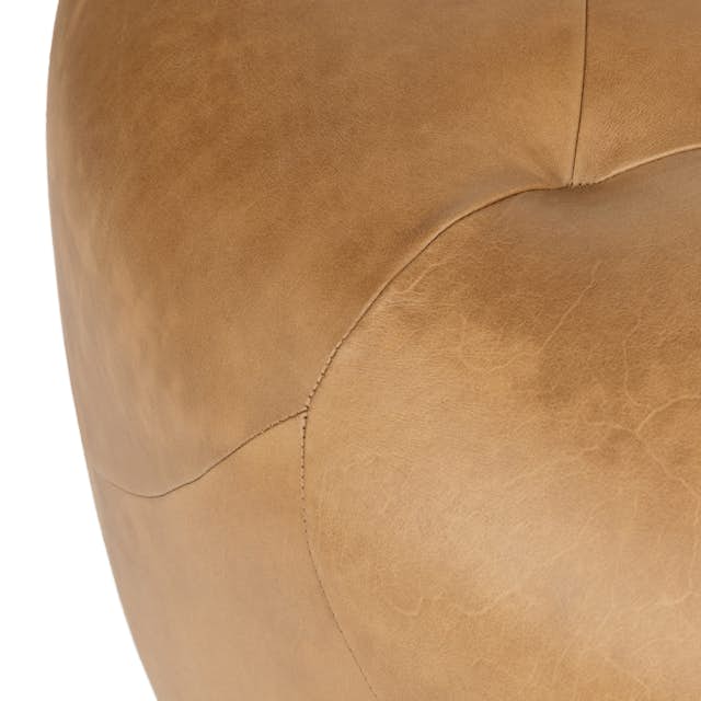 Round Charme Tan Leather Ottoman Timpani Article