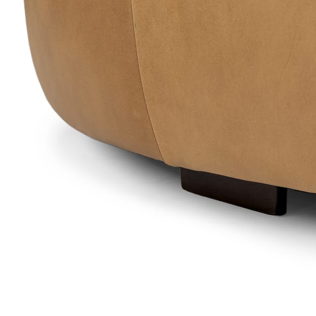 Round Charme Tan Leather Ottoman Timpani Article
