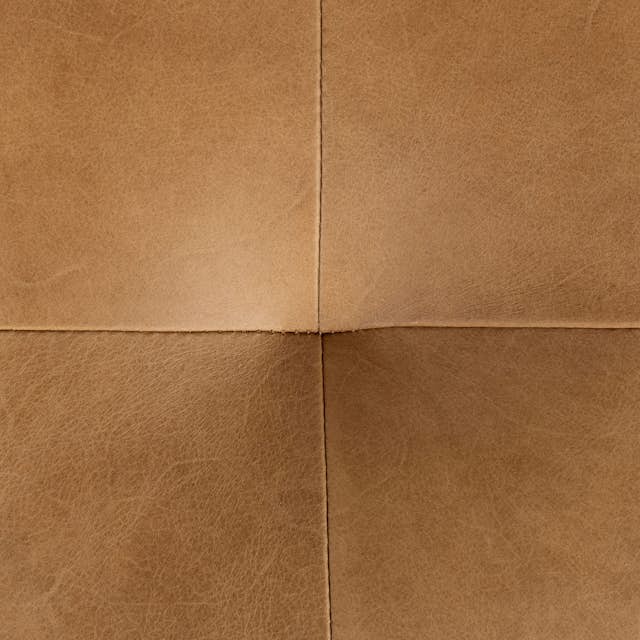 Round Charme Tan Leather Ottoman Timpani Article