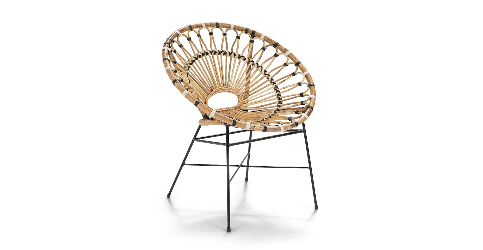 Daisy Rattan & Matte Black Outdoor Lounge Chair Article