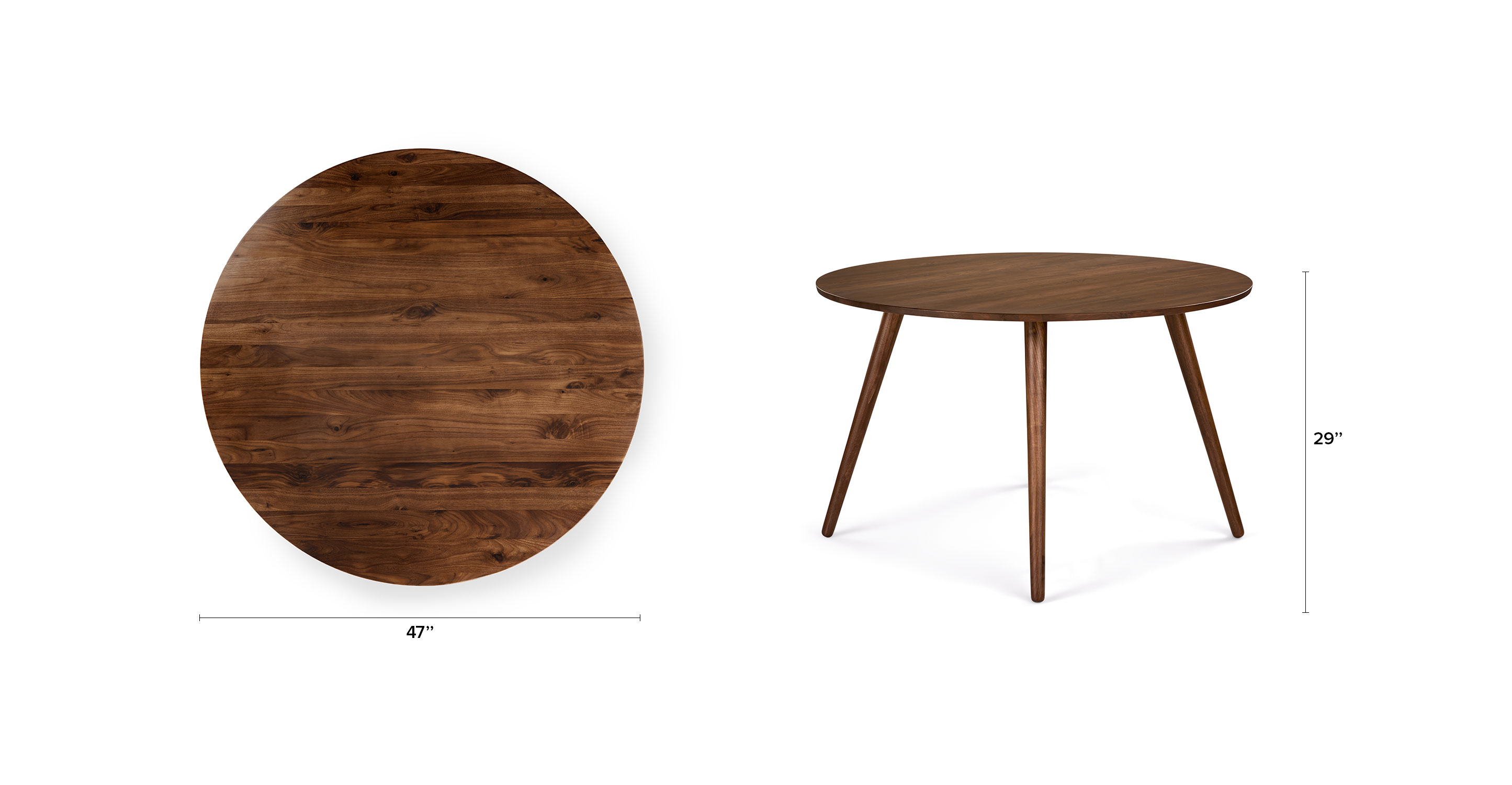 Seno Round Walnut Dining Table for 4 People | Article