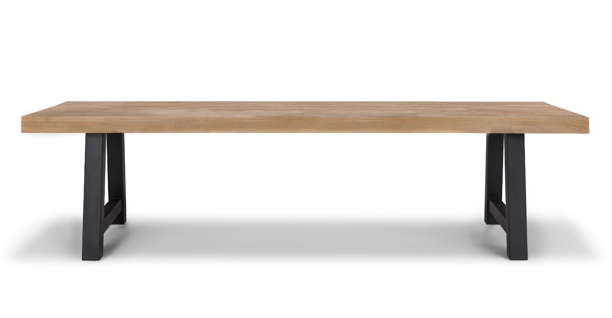 Rectangle Vintage Brown Teak Dining Table for 10 Tavola Article