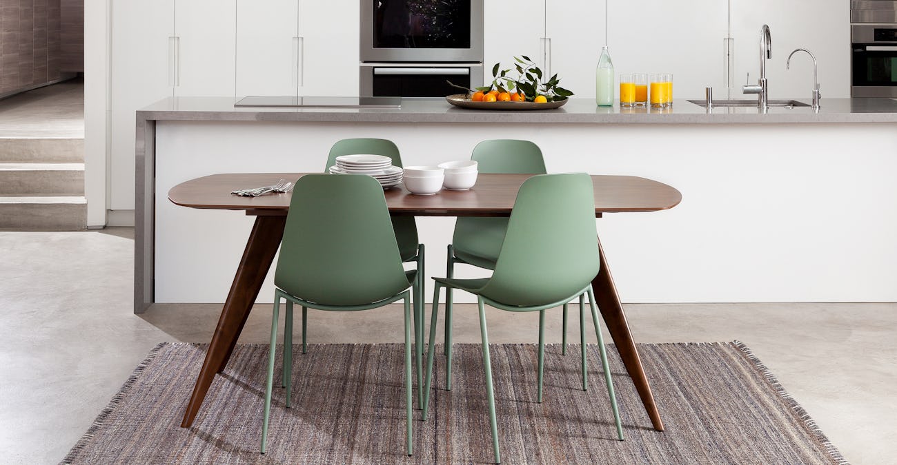 Solid Wood Dining Table Walnut Stain Seats 6 Article Olea Modern Furniture