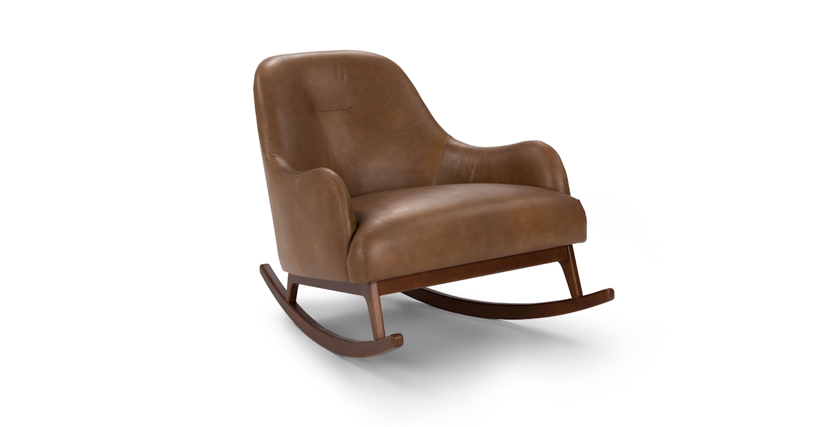Embrace Walnut & Bella Tan Leather Rocking Chair Article
