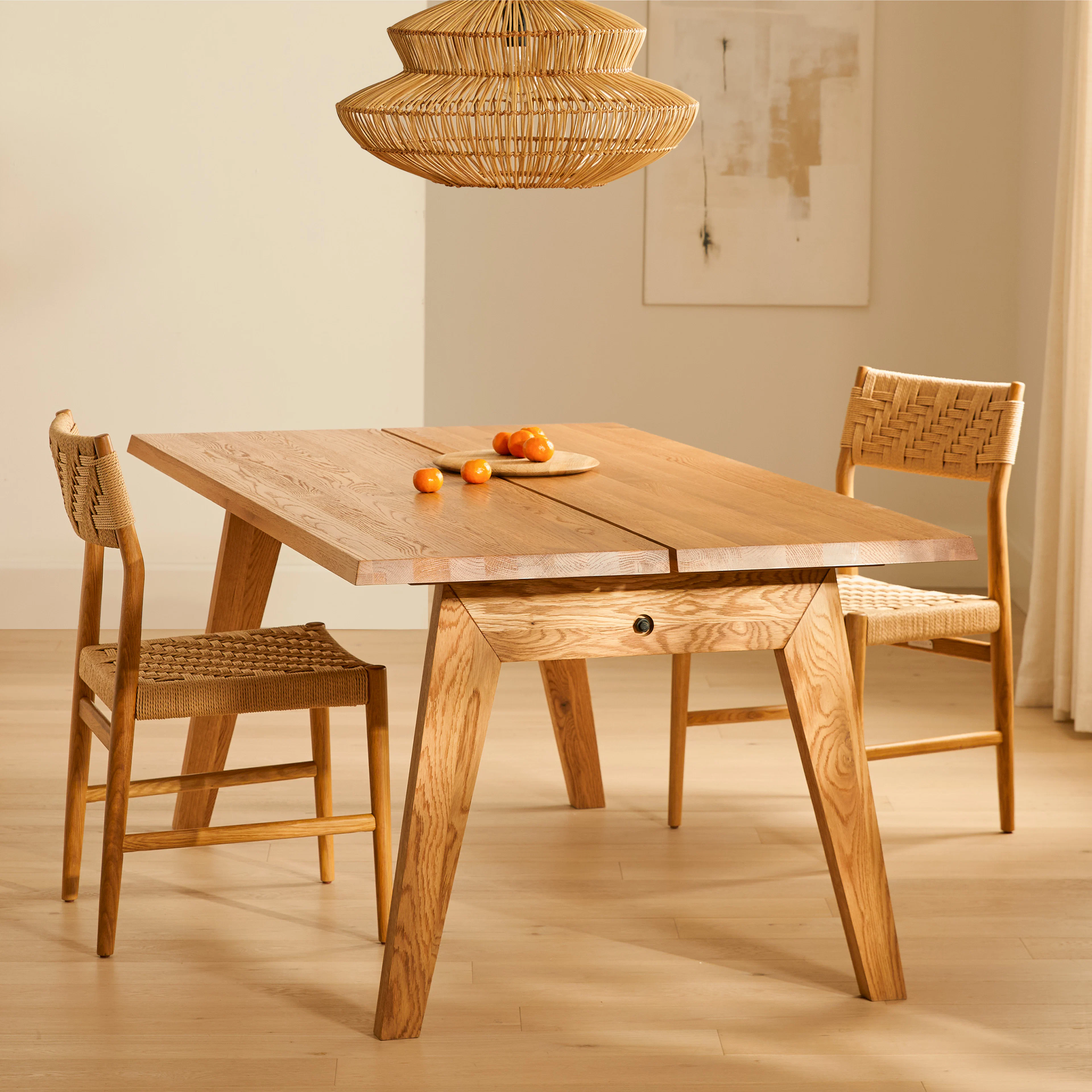 Madera 71" Oak Solid Wood Dining Table - Seats 6