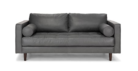 Grey Leather Loveseats