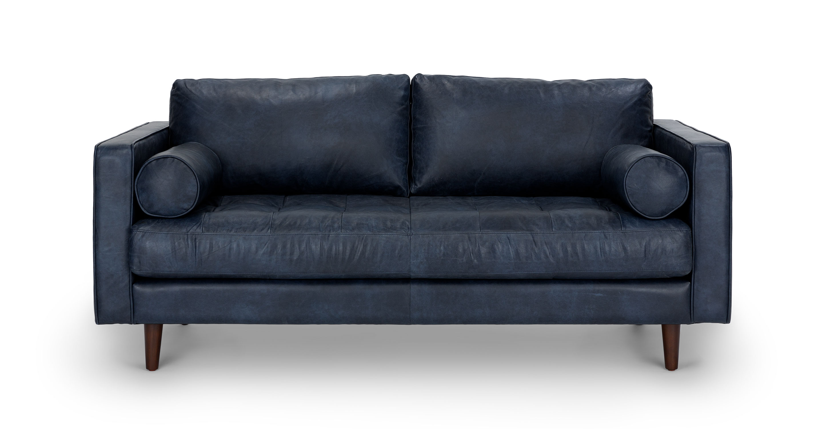 Drink water crisis Romanschrijver Sven Walnut & Oxford BlueLeather 3 Seater Sofa | Article