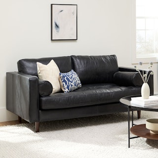 Sven 72" Tufted Leather Loveseat - Oxford Black