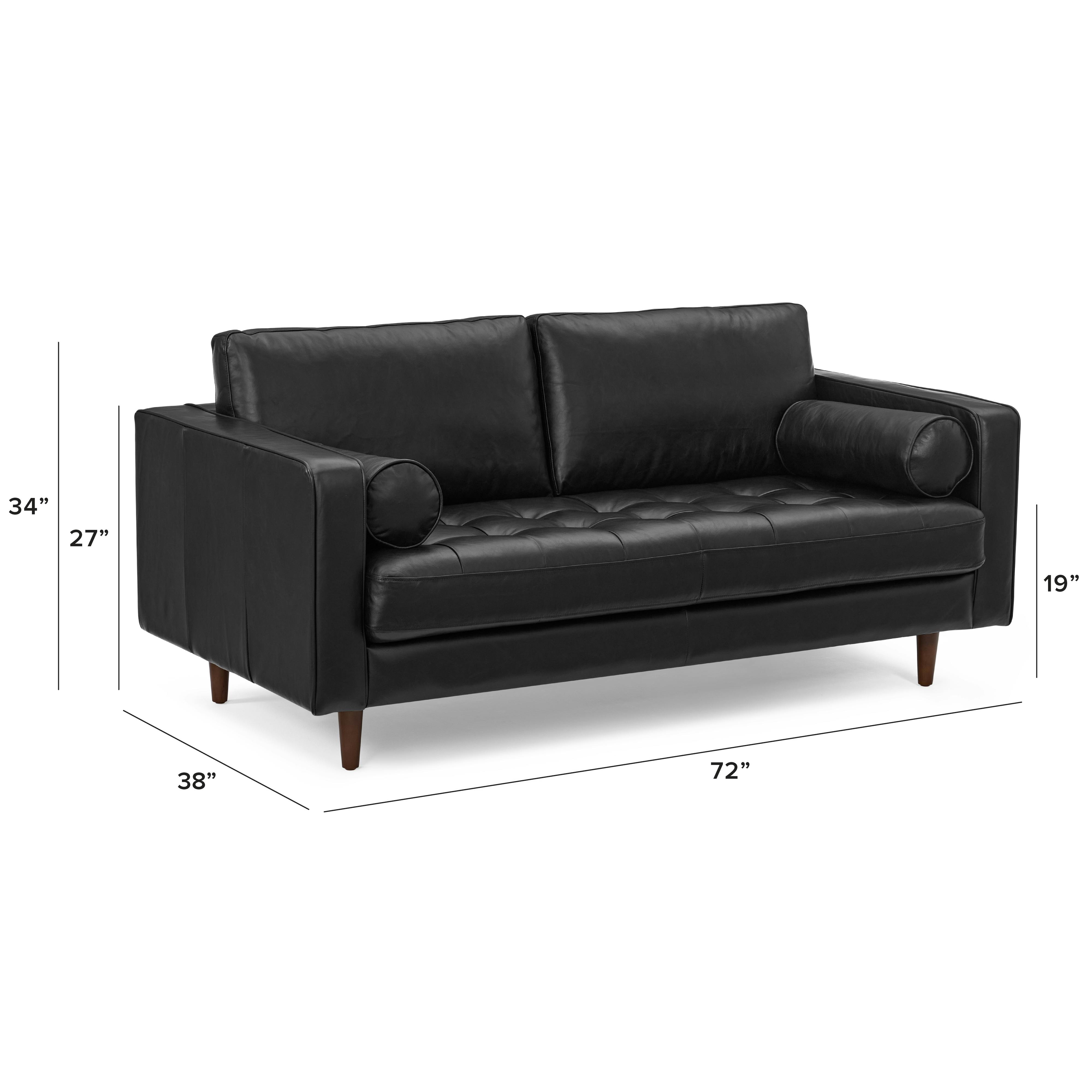 Sven Oxford Black Tufted Leather Loveseat | Article
