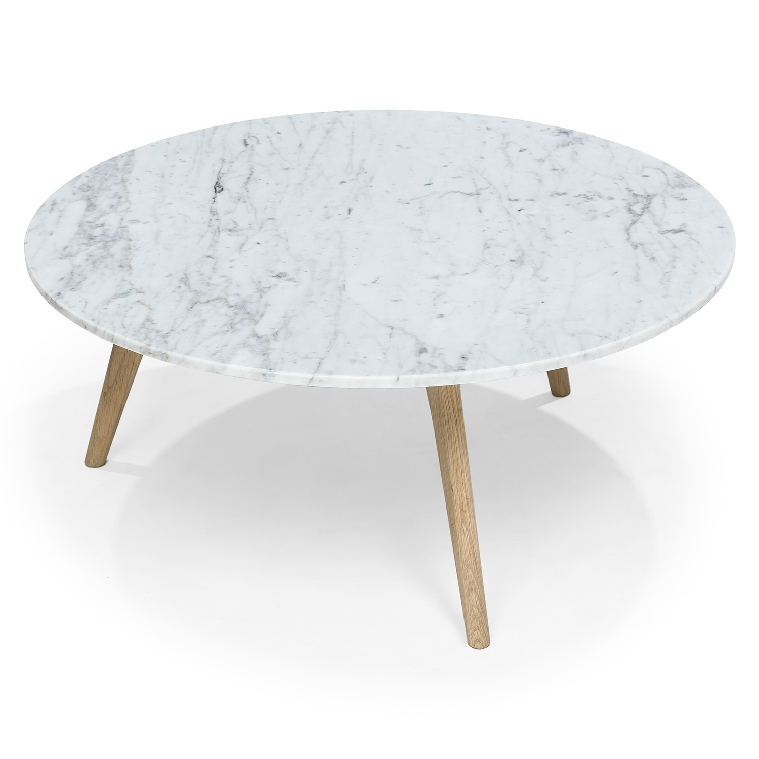 Round White Oak Marble Coffee Table Mara Article