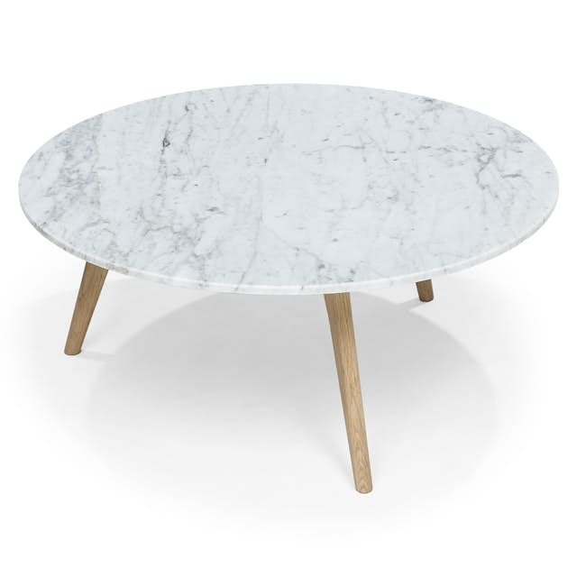 Round White Oak & Marble Coffee Table | Mara | Article