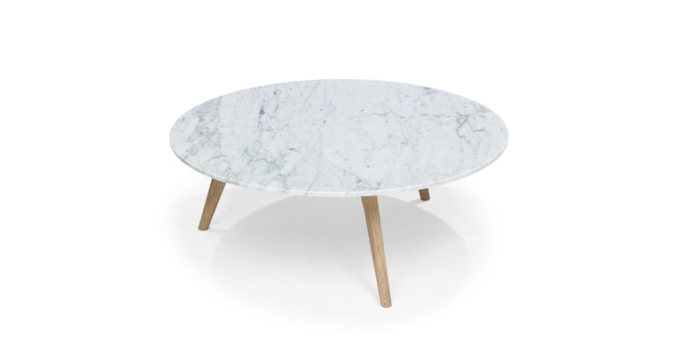 Round White Oak Marble Coffee Table, Round Coffee Table Top View