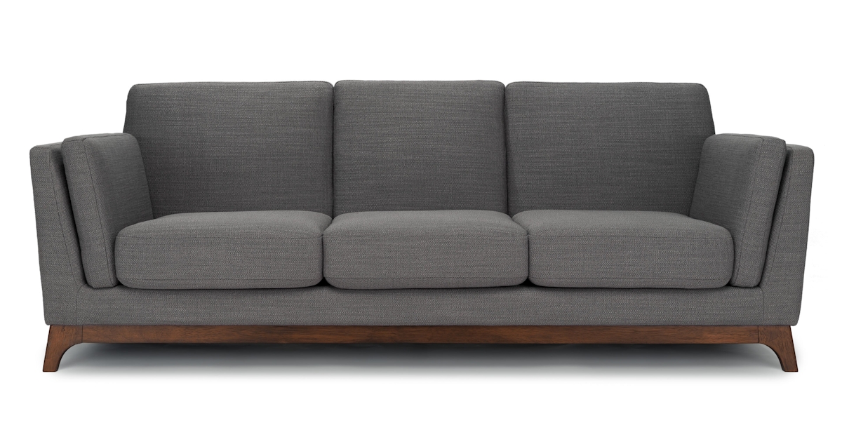 Ceni Walnut & Pyrite Gray Fabric Sofa | Article