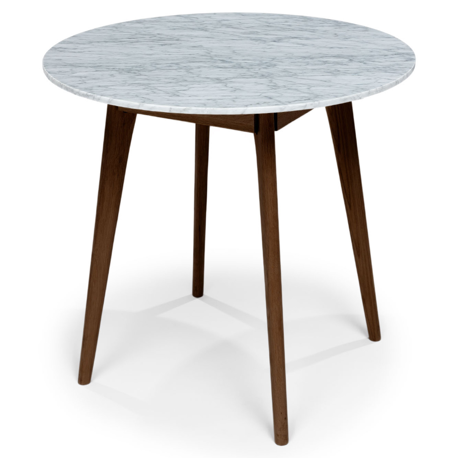 Mara White Marble Walnut Cafe Table Article