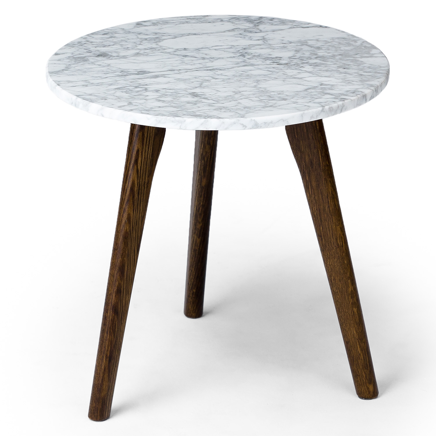Round Marble Side Table with Solid Oak Legs Article Mara Modern Furniture