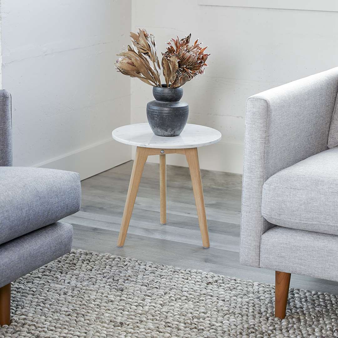 Round White Oak Marble Coffee Table Mara Article