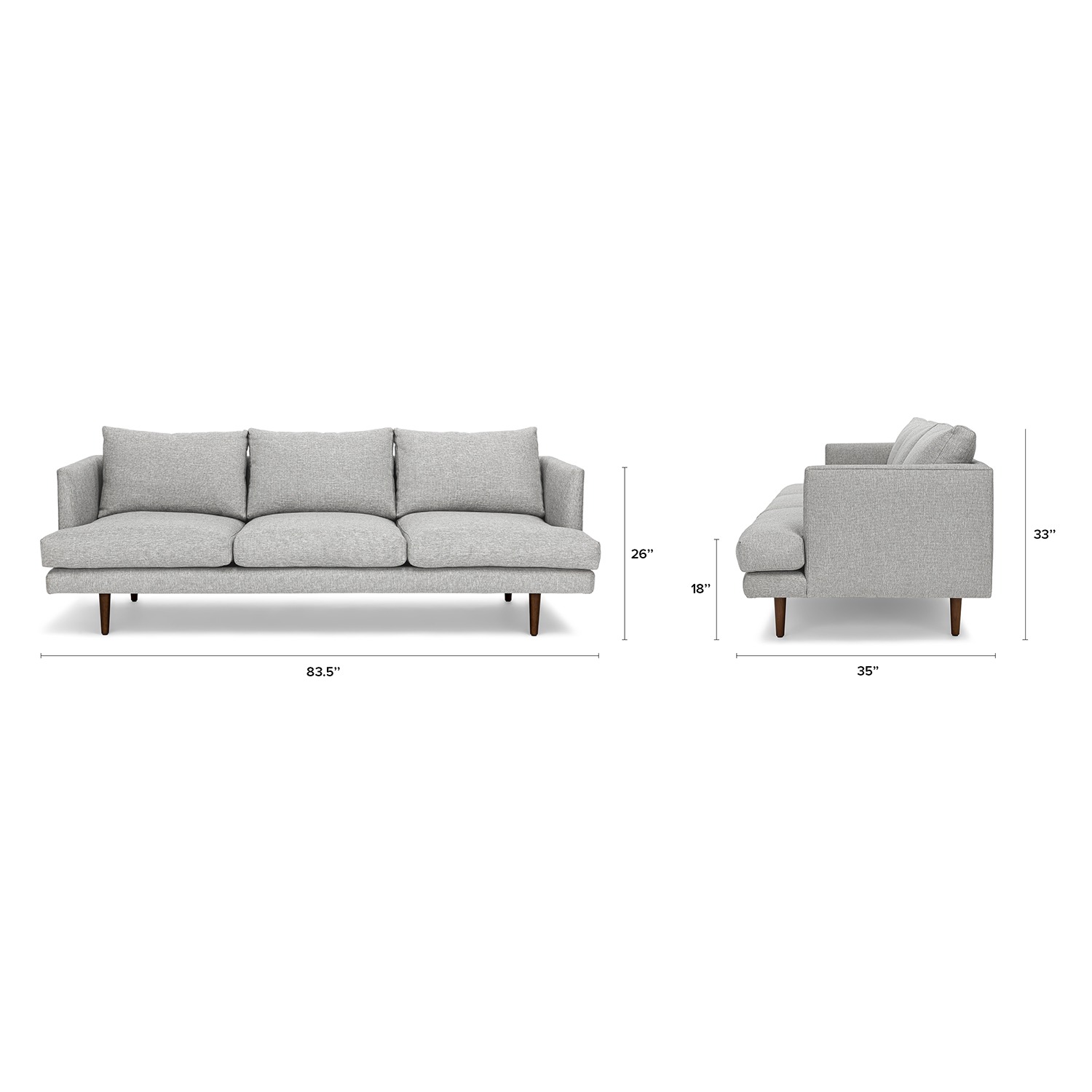 Light Gray Sofa 3 Seater Solid Wood Legs Article Burrard Modern Furniture