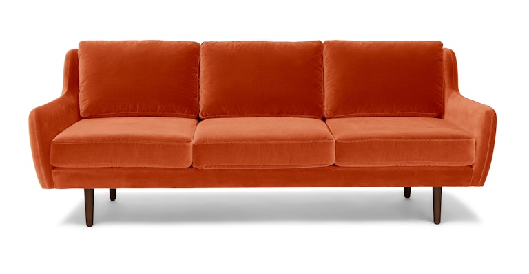 Wood Modern Velvet Upholstered Outdoor Sofa Couch with Orange