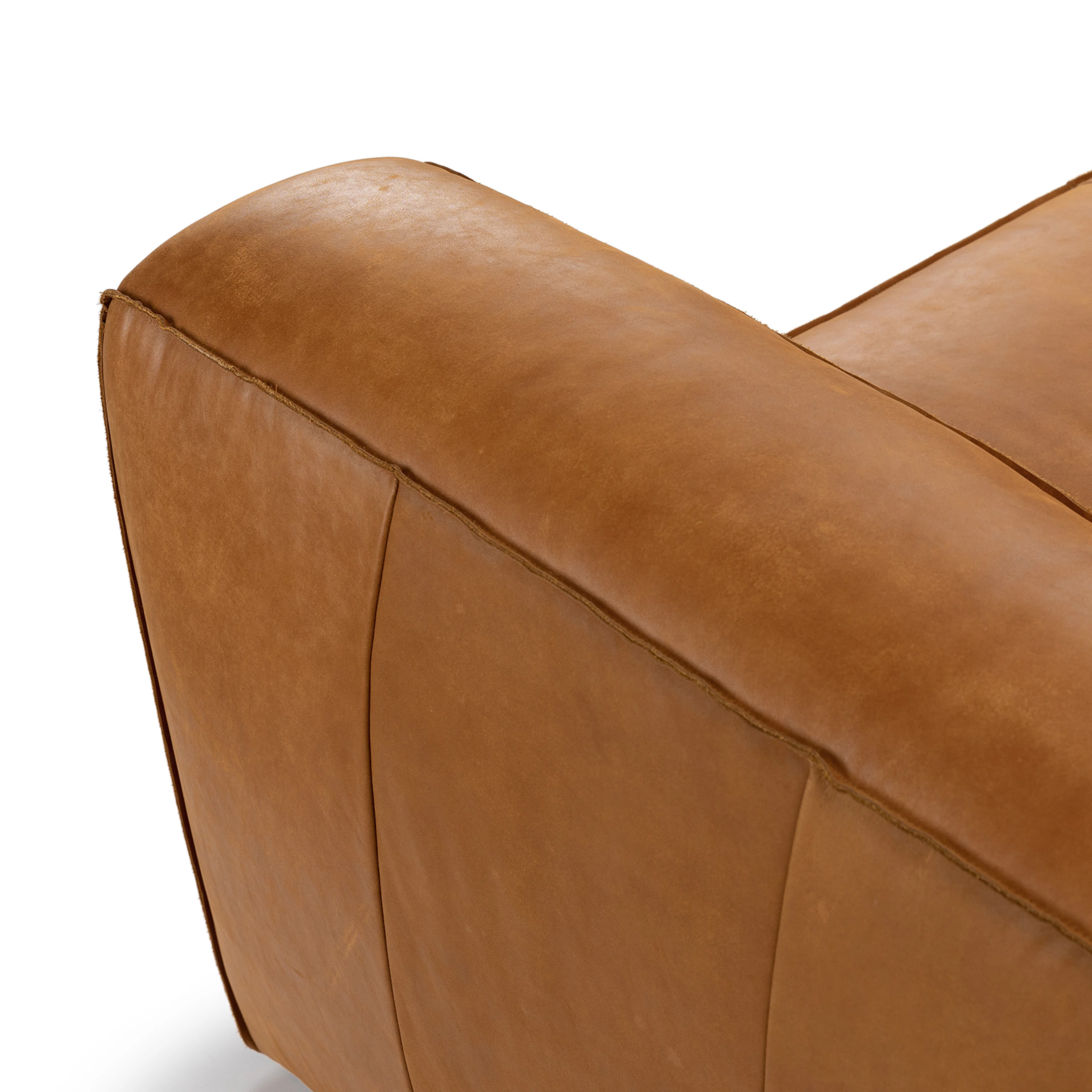 Cigar 92" Leather Sofa in Rawhide Tan