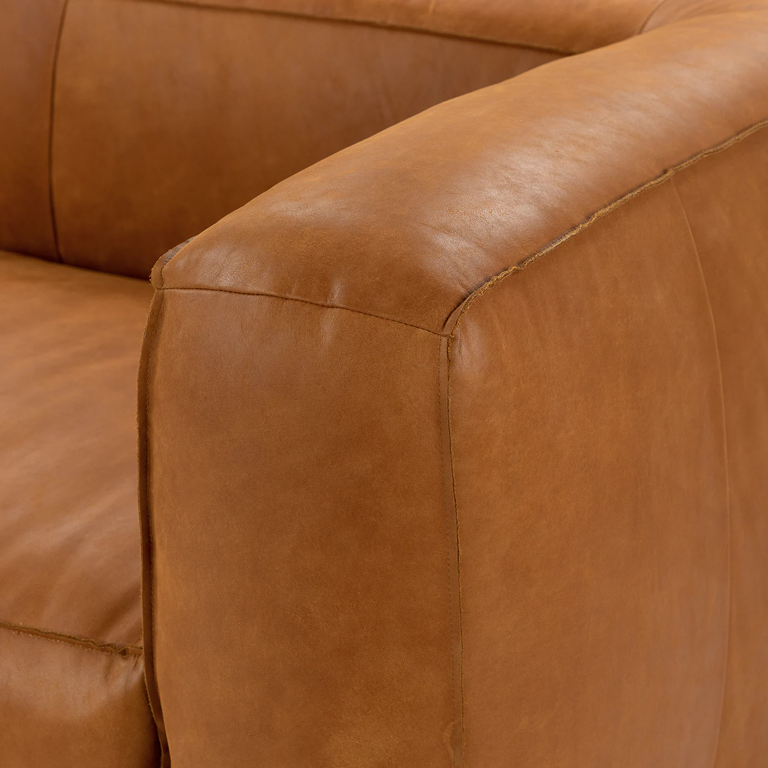 Cigar 92" Leather Sofa in Rawhide Tan