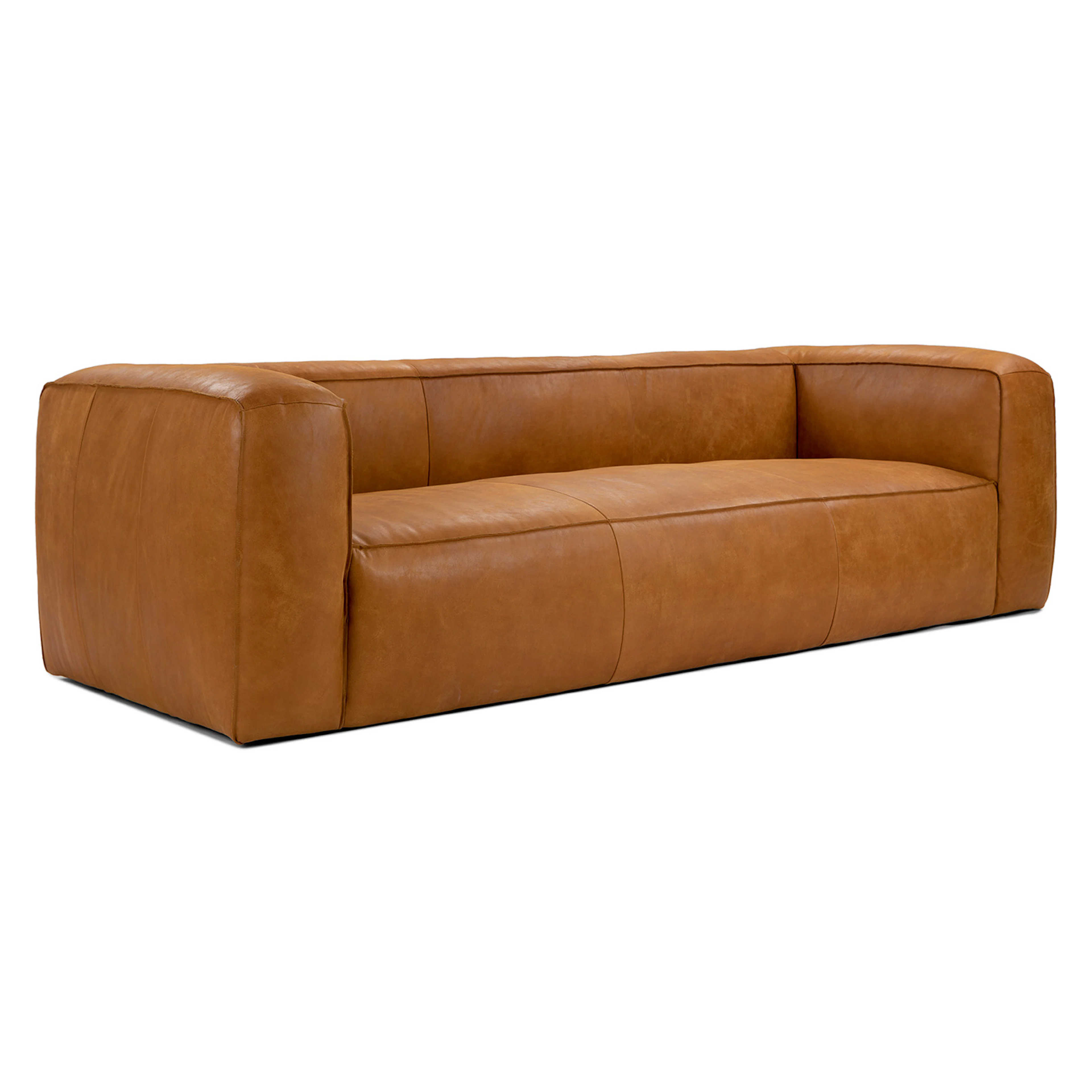Cigar 92" Leather Sofa in Rawhide Tan