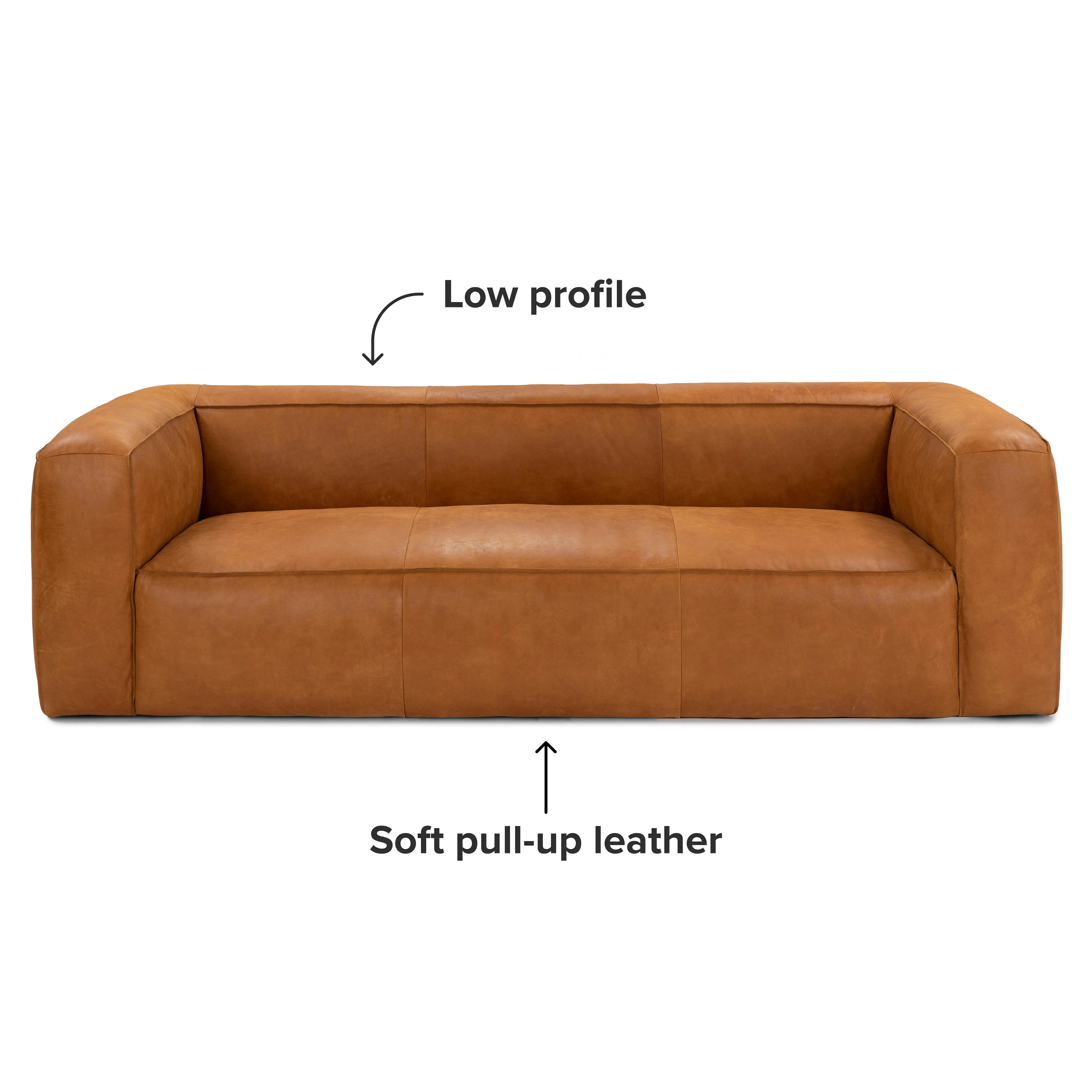 Cigar 92" Leather Sofa in Rawhide Tan