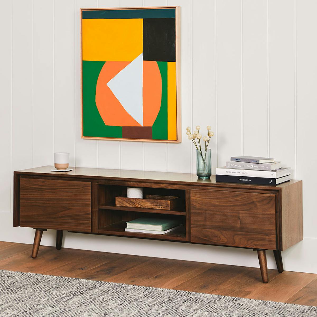 Article Seno 63" Low Media Unit — Walnut / 63 in