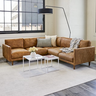 Nirvana 88" Leather Corner Sectional - Dakota Tan