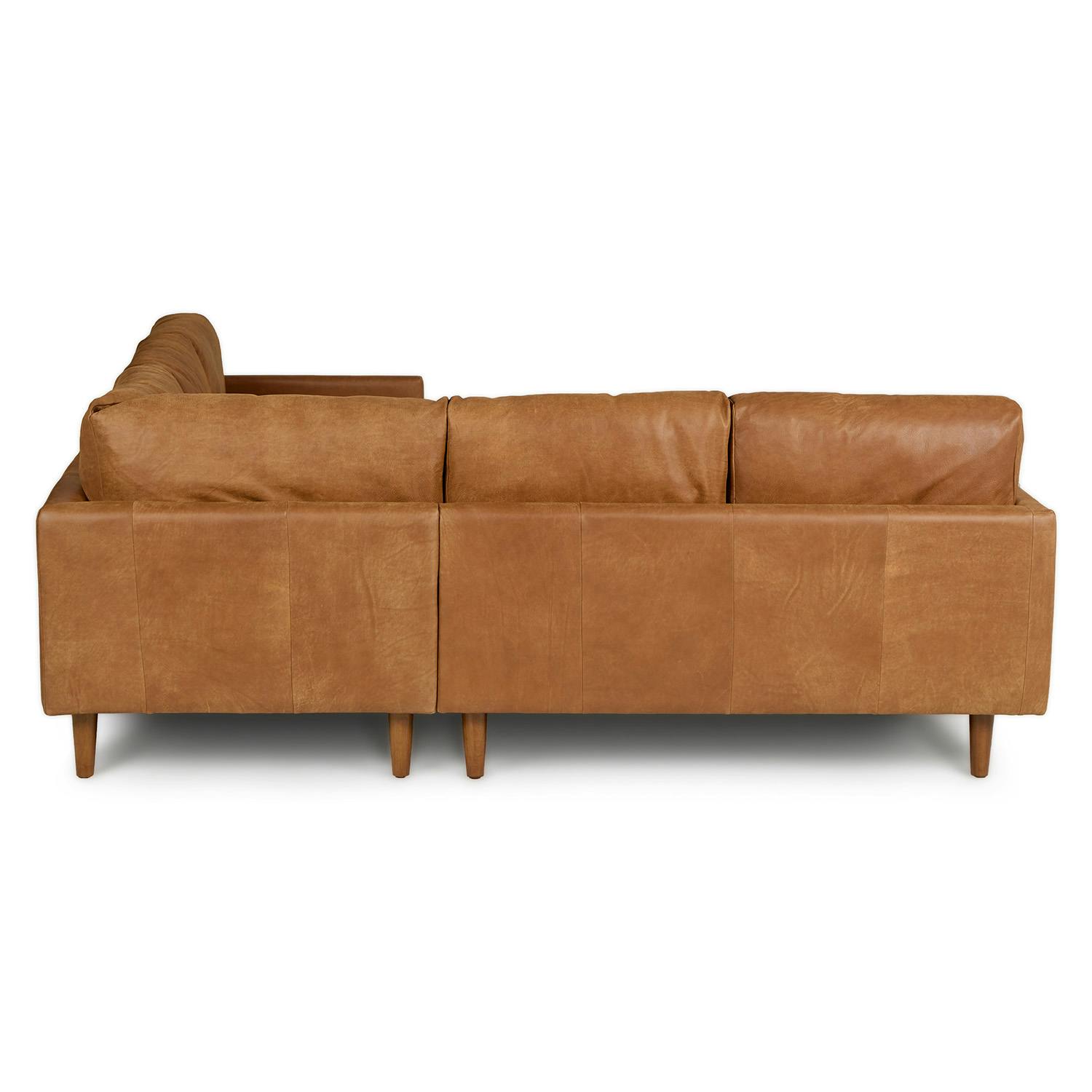 Dakota Tan Nirvana Corner Leather Industrial Sectional Sofa | Article