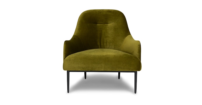 Moss Green Velvet Lounge Chair, Open Back Velvet Dining Chair In Moss Green
