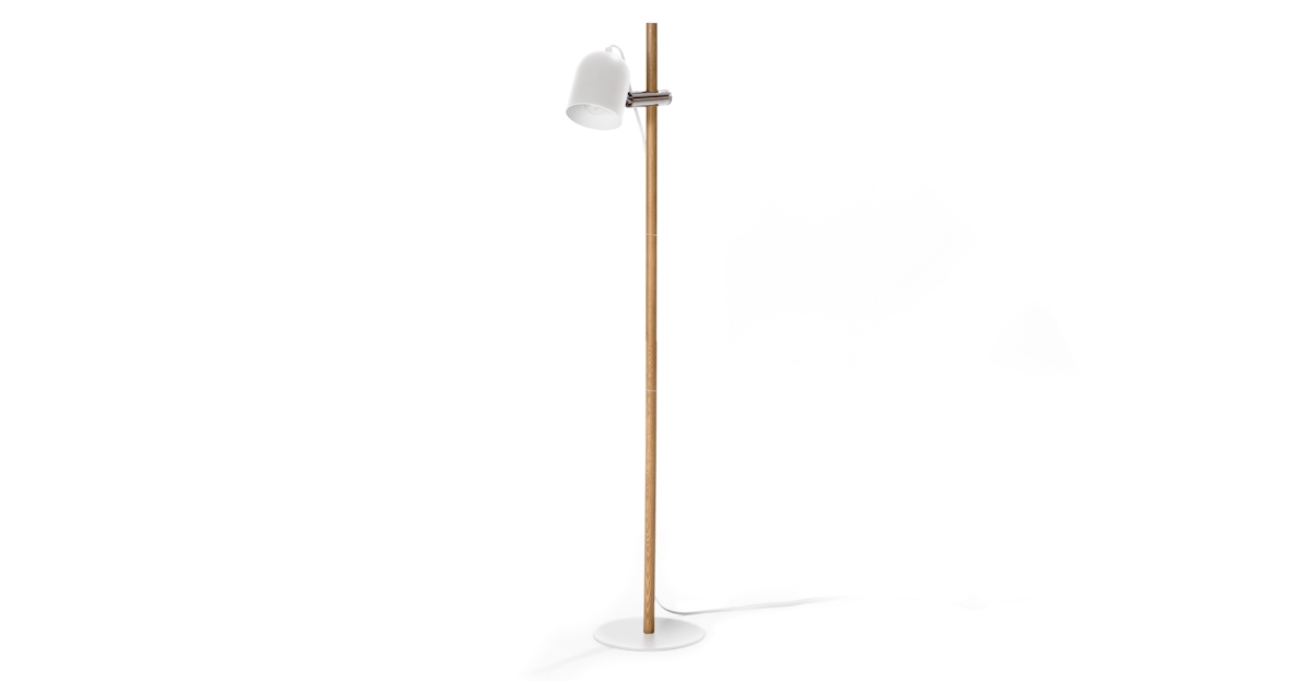 White Metal Oak Led Floor Lamp Mast, White Floor Lamp Contemporary