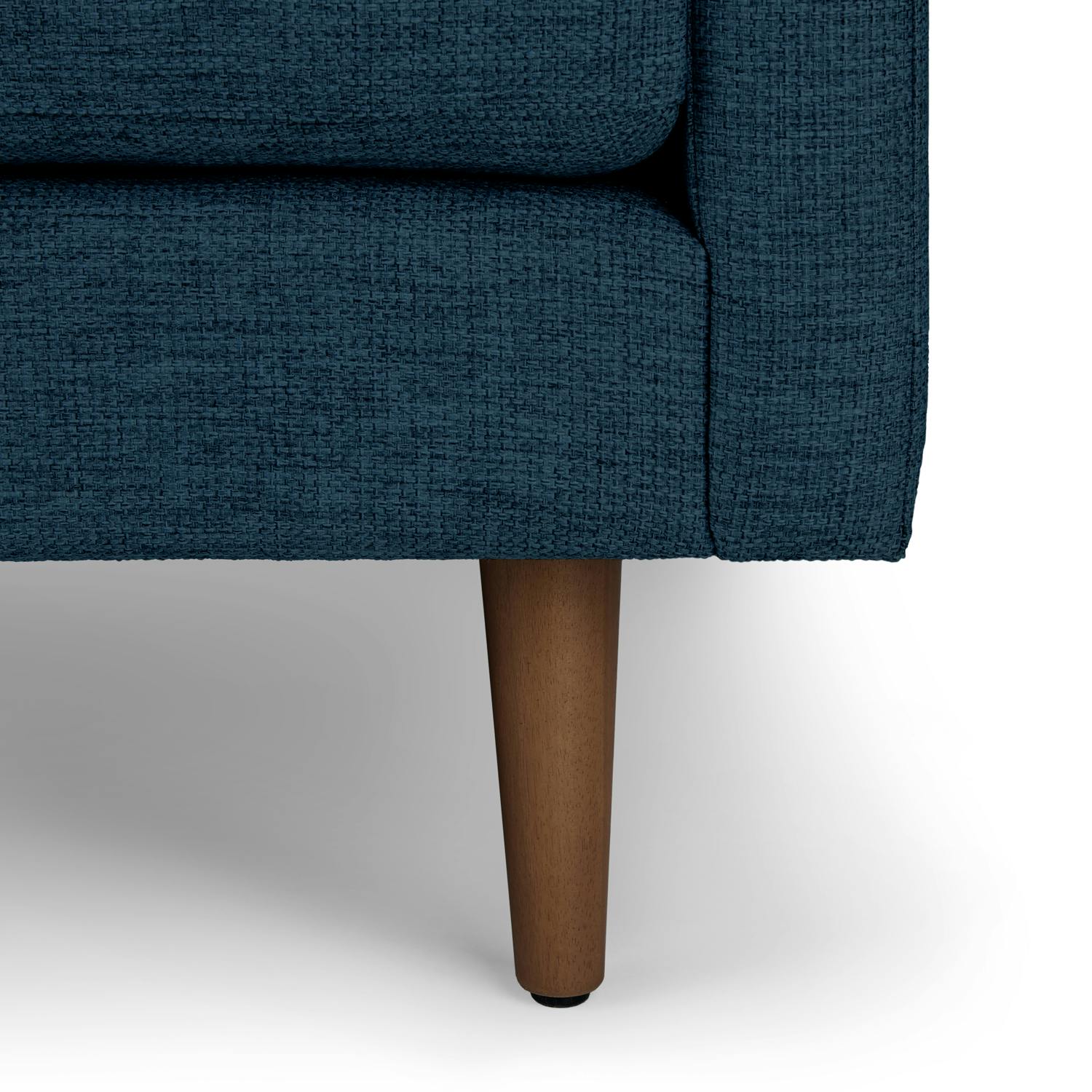 Anton Walnut & Twilight Blue Fabric 2.5 Seater Sofa | Article