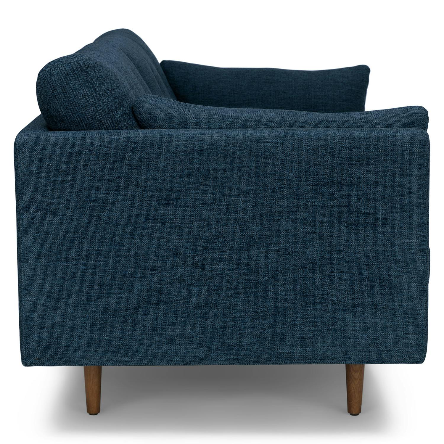 Anton Walnut & Twilight Blue Fabric 2.5 Seater Sofa | Article