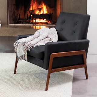 Nord 29" Leather Lounge Chair - Charme Black